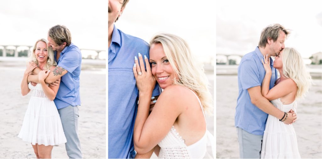 Smiling from ear to ear, this happy couple celebrated their July 4th engagement on the Clearwater beach in Florida. #surpriseproposal #4thofjuly #independencedayengagement #familyandfriends #floridabeach #beachproposal #proposaldetails #proposal #marryme #shesaidyes #redwhiteandblueproposal