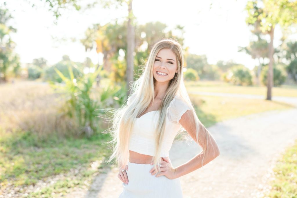 Lexi senior photo at the park in Florida with beautiful light