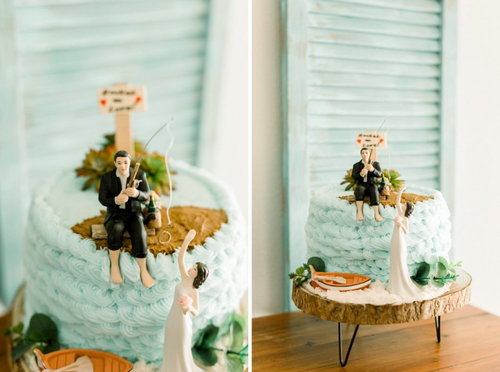 Chelsey and Hunter's wedding cake for their backyard wedding.