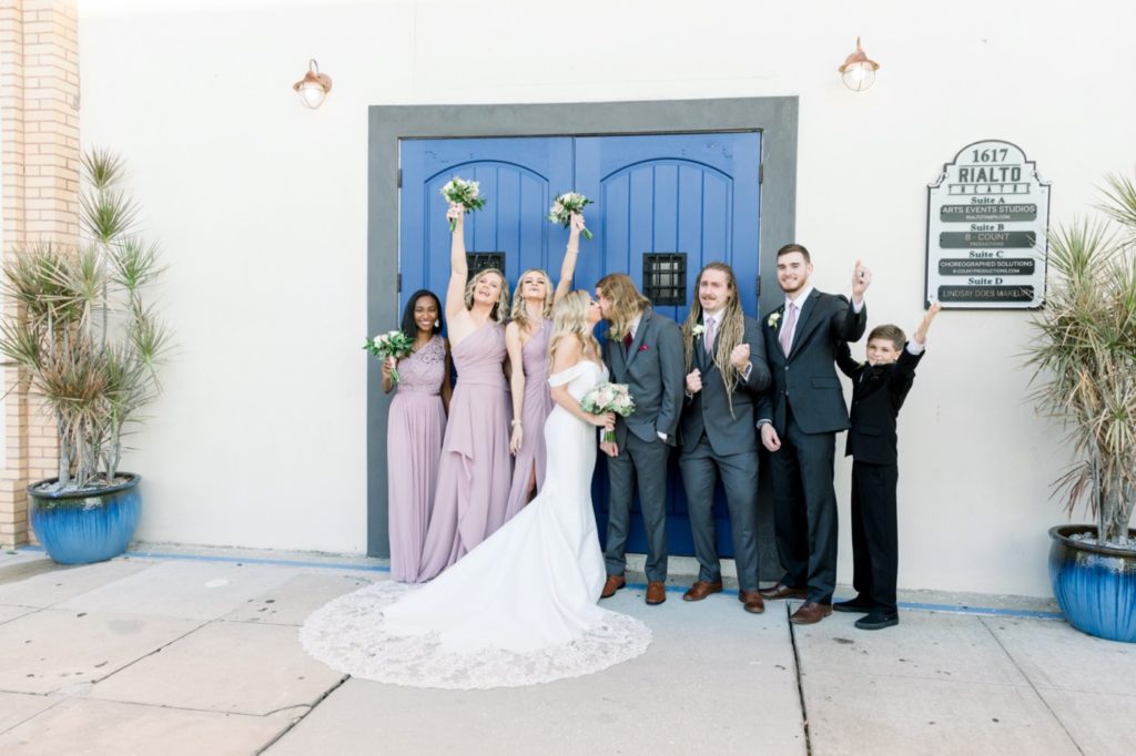 Bridal Party portrait outside of downtown Tampa venue. 