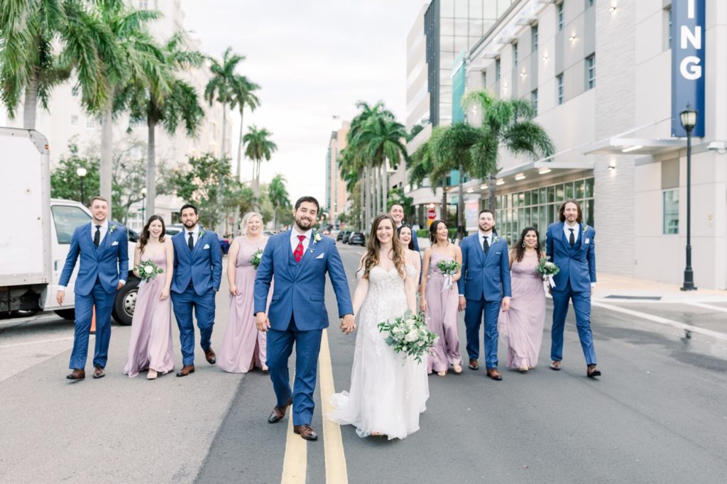 Bridal party in front of The Bishop Museum of Science and Nature Wedding 