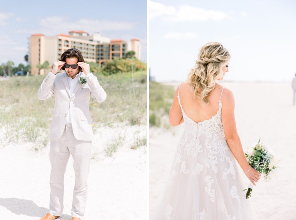 Bride and groom first look on the clearwater beach