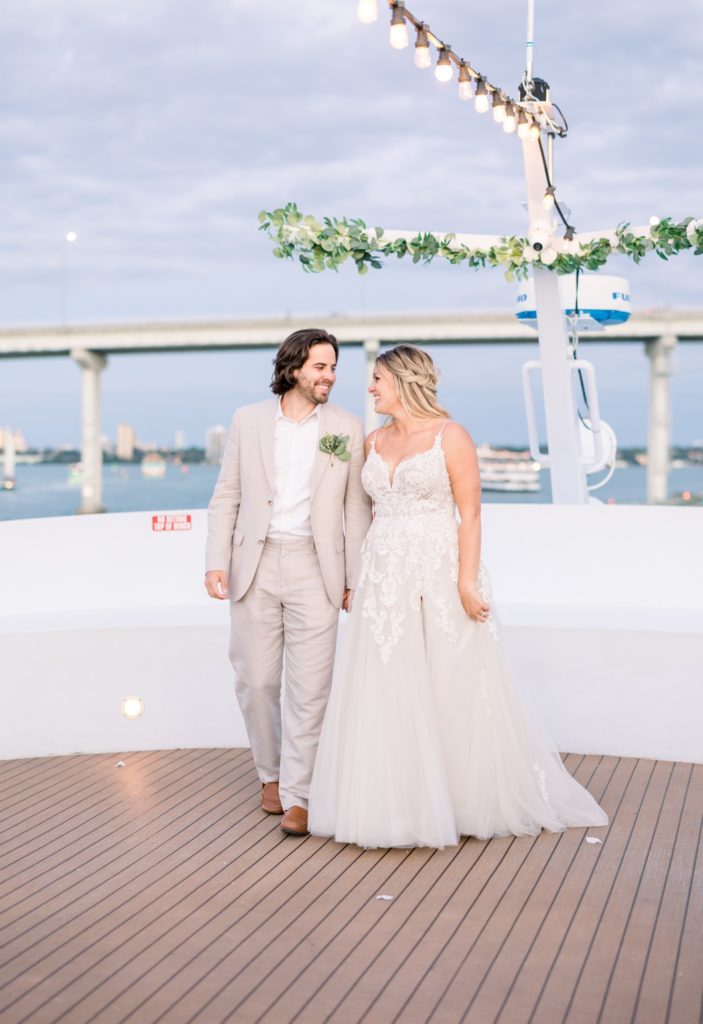 Sunset for bride and groom on the Yacht StarShip IV Sunset Cruise