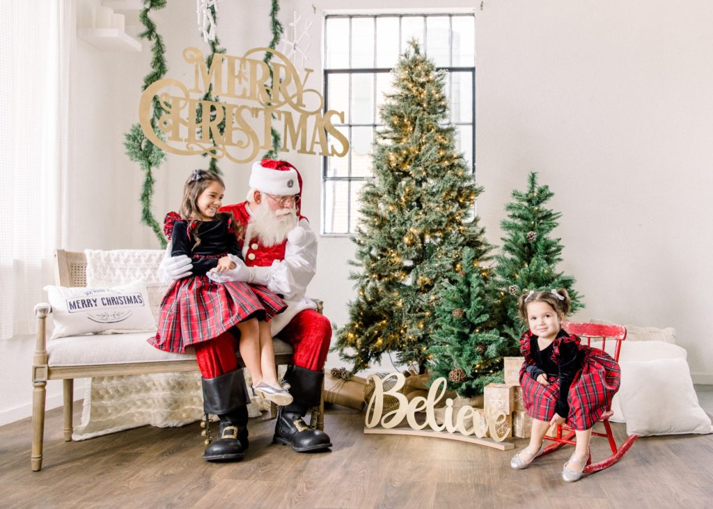 Girls was so happy to see Santa  in the Santa Mini Sessions for Holiday photos