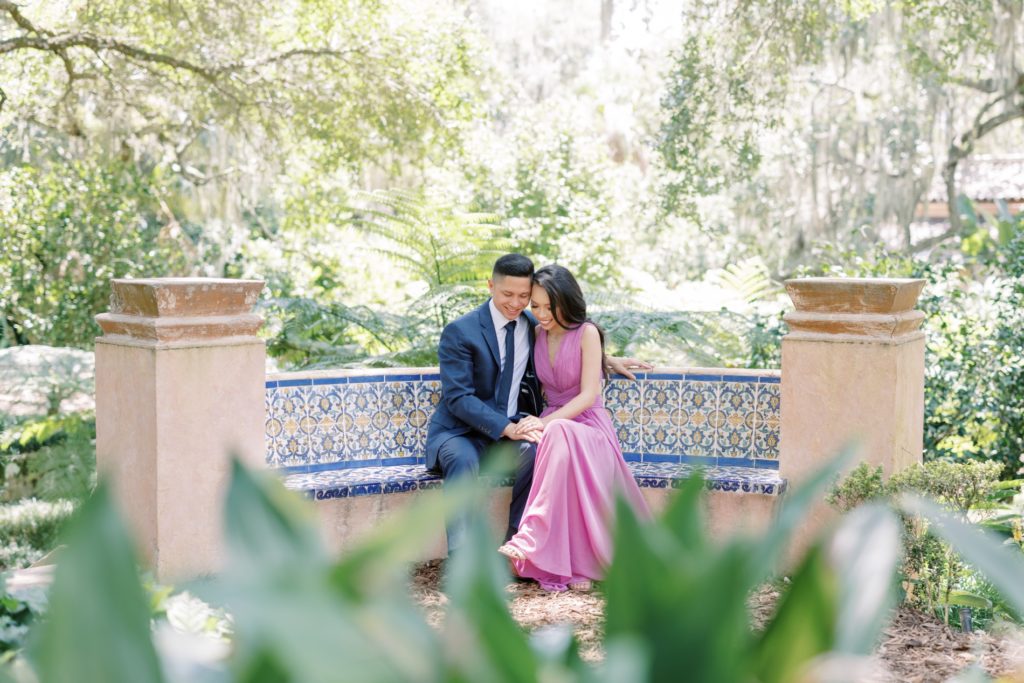 Charming Couple photos at Bok Tower Garden Engagement